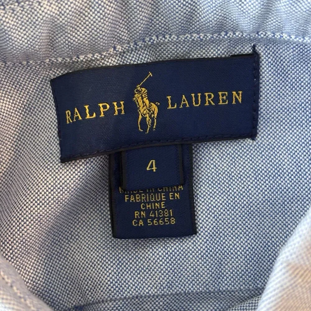 NWT Ralph Lauren Girls Oxford Shirt Sz 4 Preppy Classic Old Money Coastal Luxury